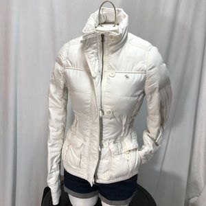 Abercrombie White Puffer Down Jacket